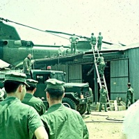 CH-46 resting on 1st. MAW postoffice in DaNang