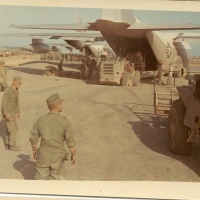 Marines and gear being unloaded for at Dong Ha. 1966