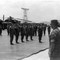 The Officers and Men of HMH-361 Fall In For Inspection.