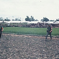 ROK displacement camp for Vietnamese. ROK General inspecting his troops.