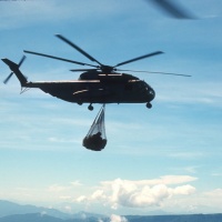 Net full of 55 gal. drums of napalm