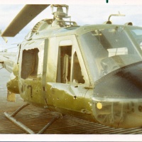 HML-367 Damaged Huey on VMO-6 Flt Line