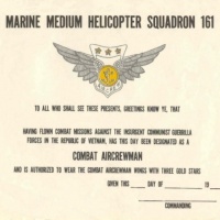 HMM-161 Combat Aircrew Wings Certificate