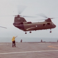 YT 4 Lifting off of USS Vally Forge LPH8 1969