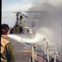 The view showing YT-6 before being towed away and forward the crash site.
